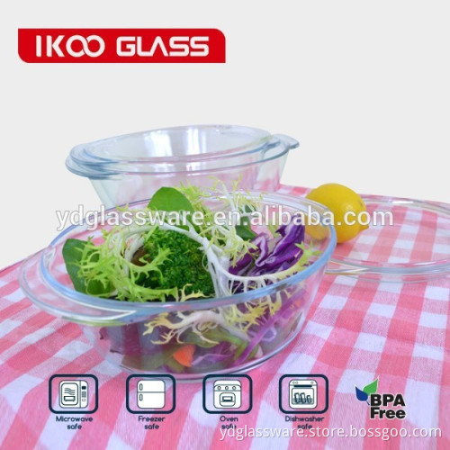 2.0L clear borosilicate pyrex Round glass lid casserole